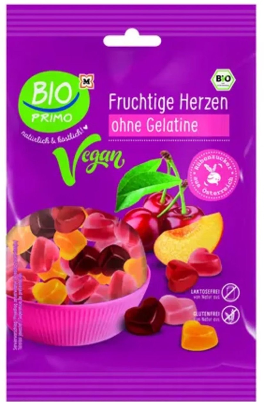 BIO PRIMO Dolci | Caramelle Gommose Alla Frutta Bio - Senza Gelatina, Cuori Fruttati (100 G)