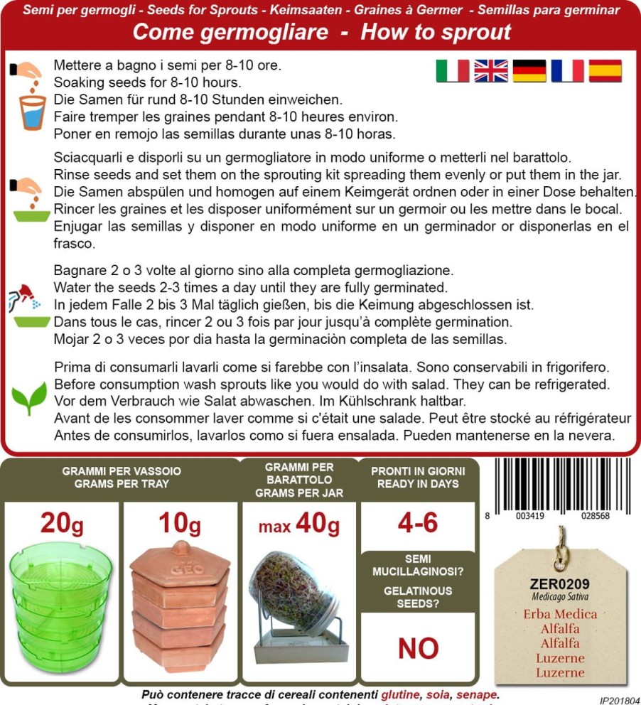Bavicchi Germogli | Semi Per Germogli Di Alfalfa Bio, 40 G