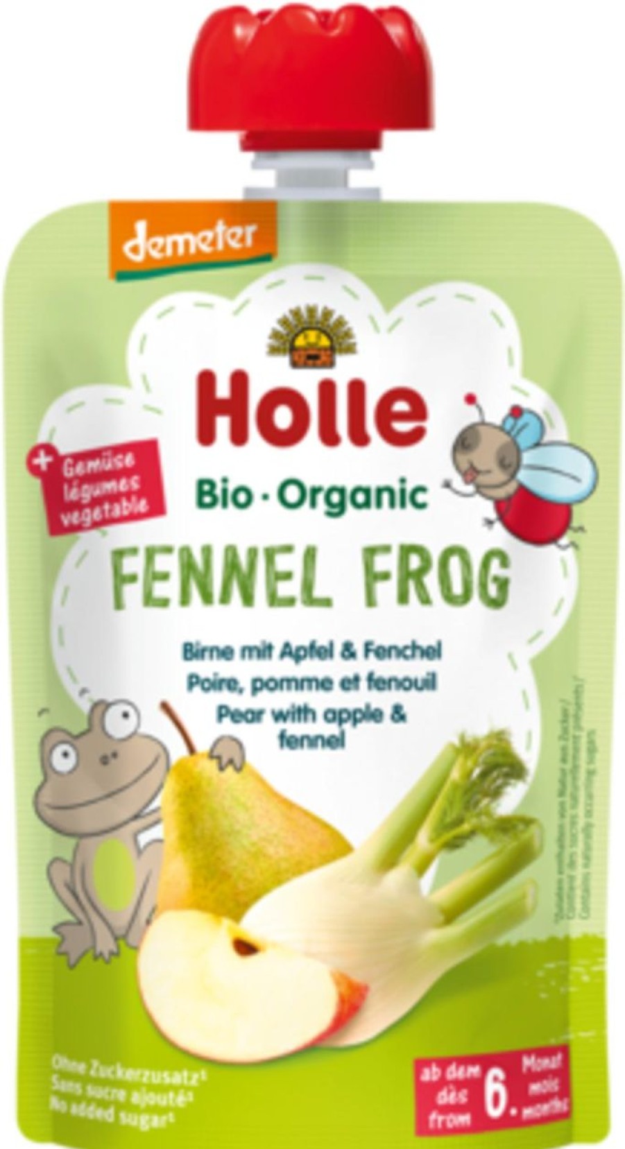 Holle Alimenti Per Bambini E Neonati | Fennel Frog - Pouchy Pera, Mela E Finocchio Bio, 100 G