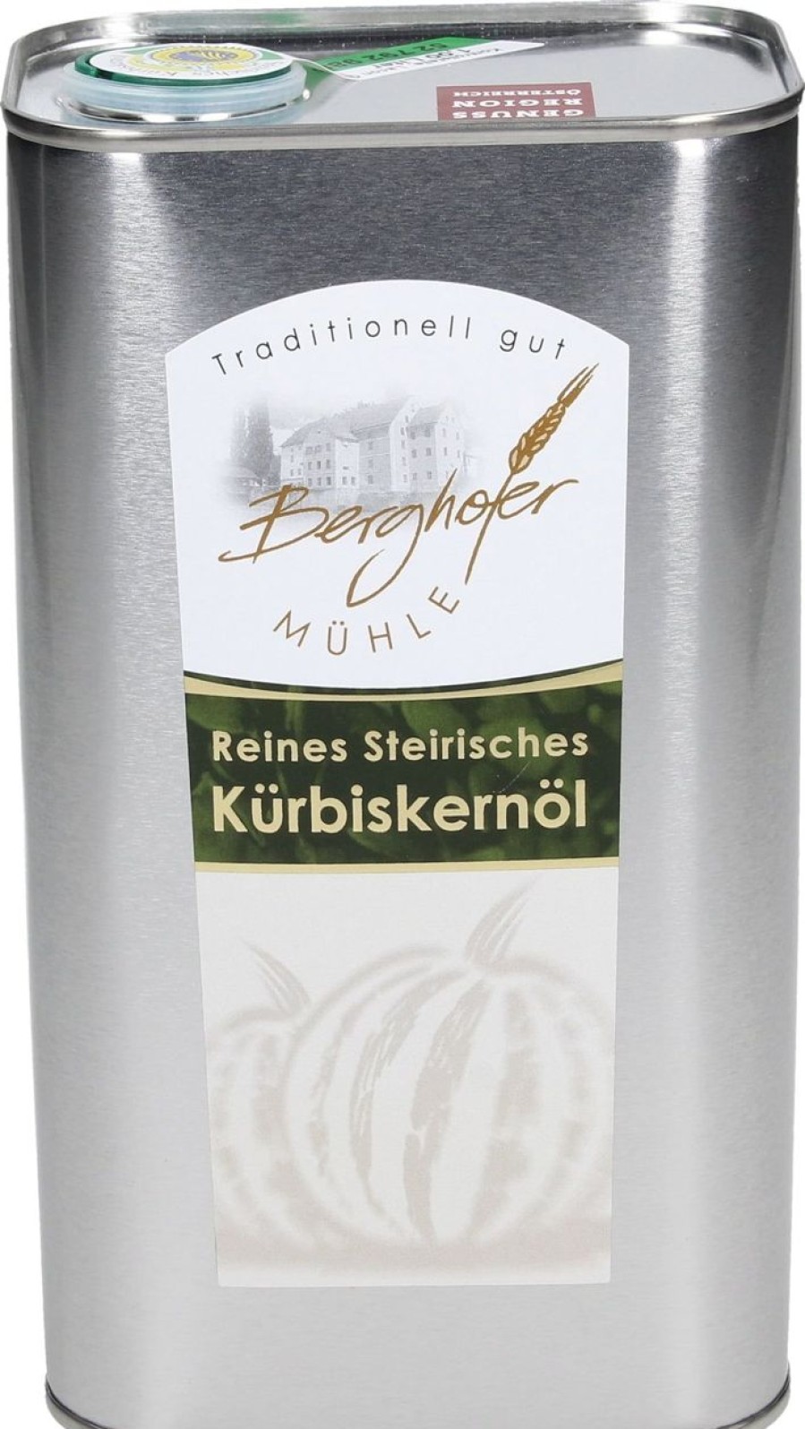 Berghofer Mühle Olio Di Semi Di Zucca | Olio Di Semi Di Zucca Stiriano Igp In Latta, 1.000 Ml
