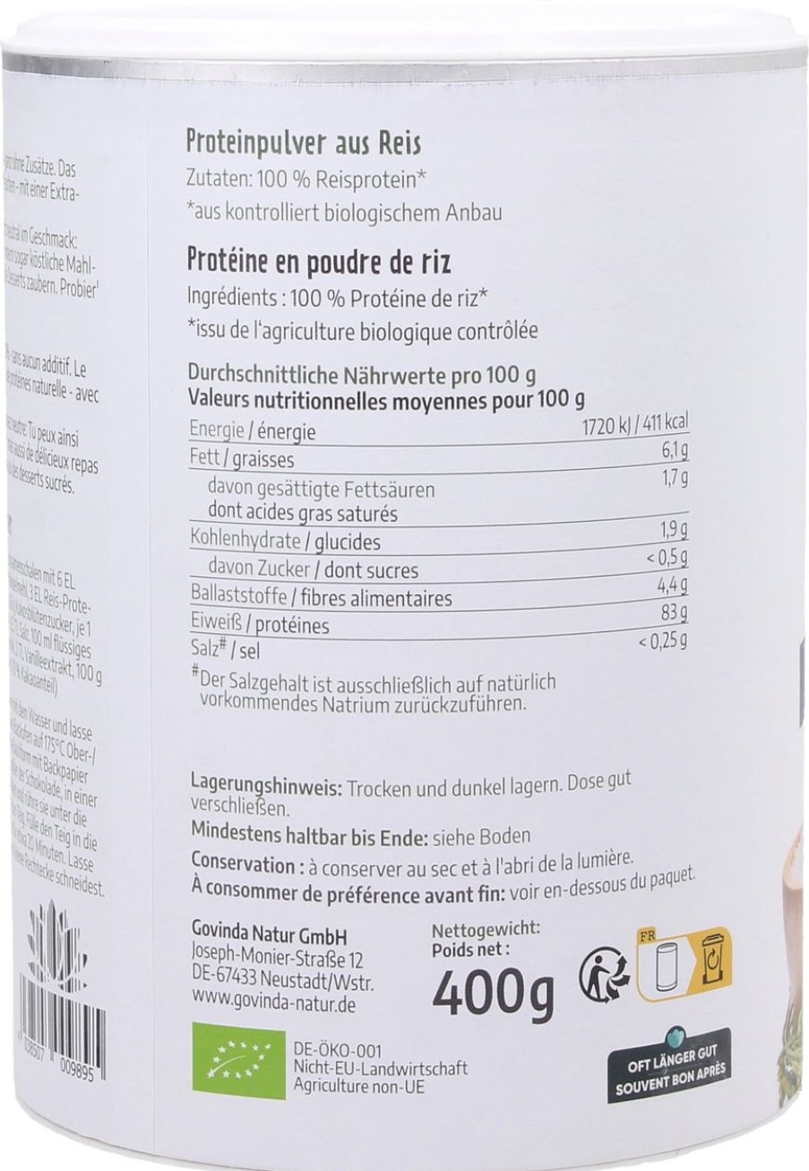 Govinda Shake Proteici | Proteine Di Riso In Polvere Bio, 400 G