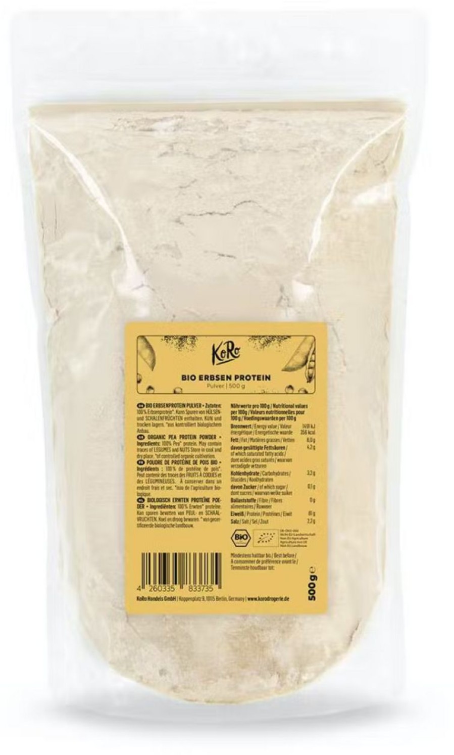 KoRo Shake Proteici | Proteine Di Piselli Bio, 500 G