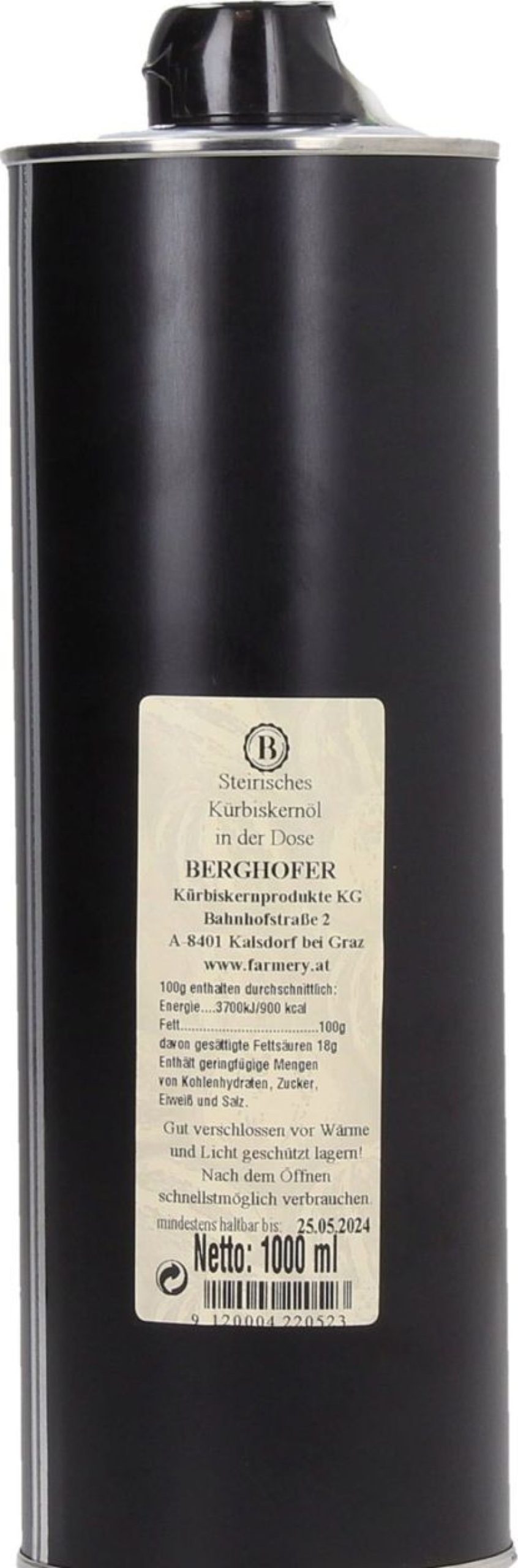 Berghofer Farmery Olio Di Semi Di Zucca | Olio Di Semi Di Zucca Stiriano In Latta, 1.000 Ml