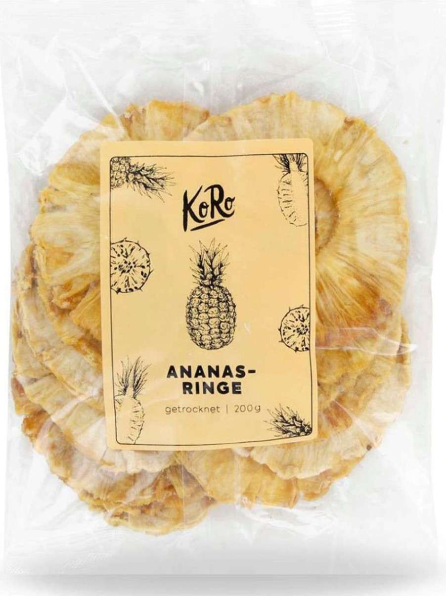 KoRo Frutta Secca Ed Essiccata | Anelli Di Ananas Senza Zuccheri Aggiunti, 200 G