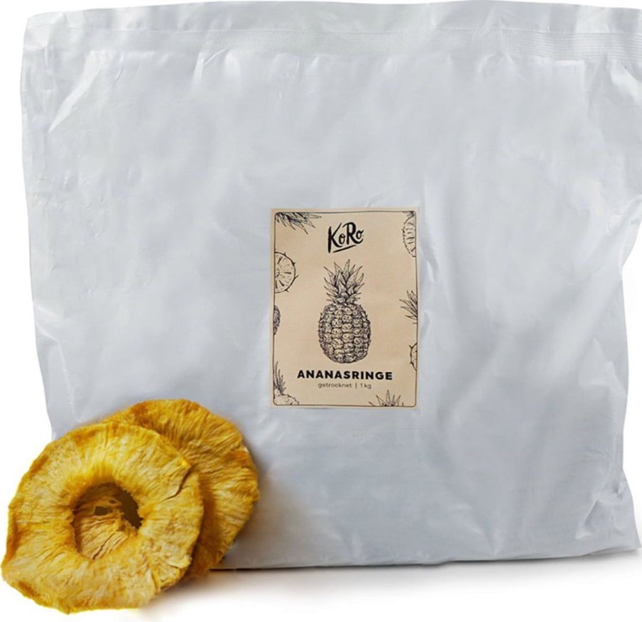 KoRo Frutta Secca Ed Essiccata | Anelli Di Ananas Senza Zuccheri Aggiunti, 200 G