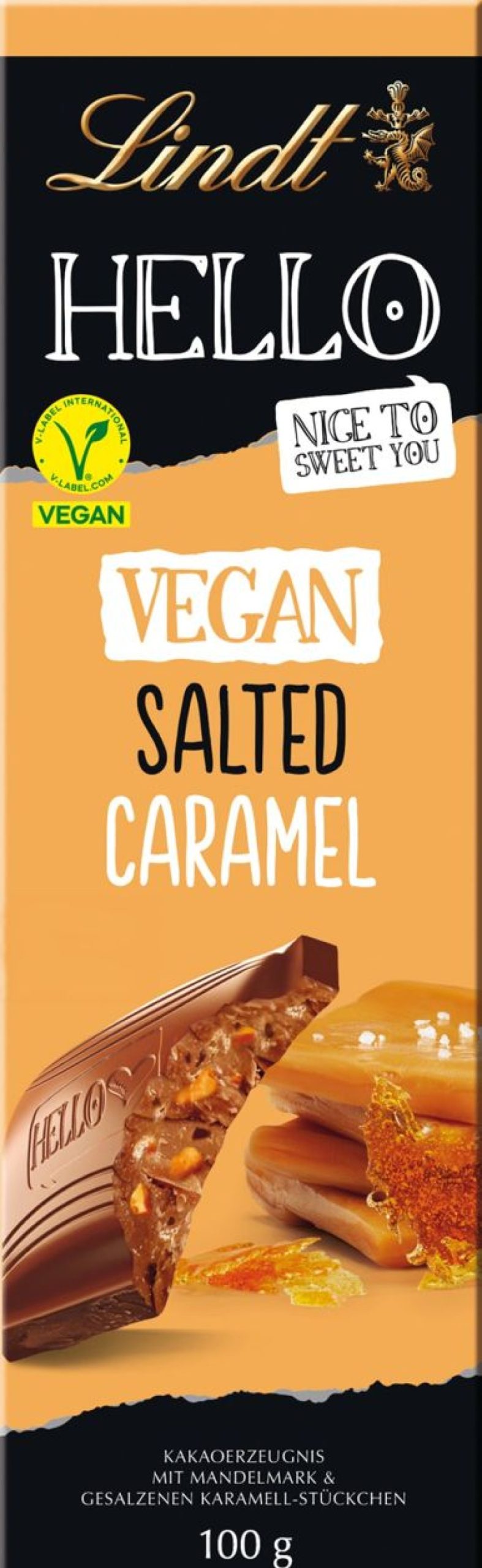 Lindt Cioccolato | Hello Vegan, Salted Caramel (100 G)