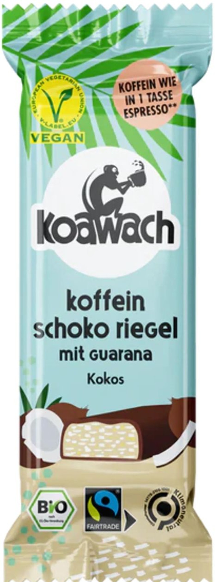 Koawach Barrette | Barretta Di Cioccolato Bio Alla Caffeina - Cocco (35 G)