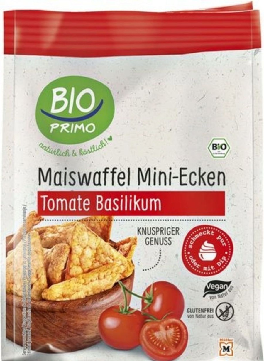 BIO PRIMO Gallette Di Riso E Di Cereali | Mini Gallette Di Mais Bio, Pomodoro E Basilico (50 G)