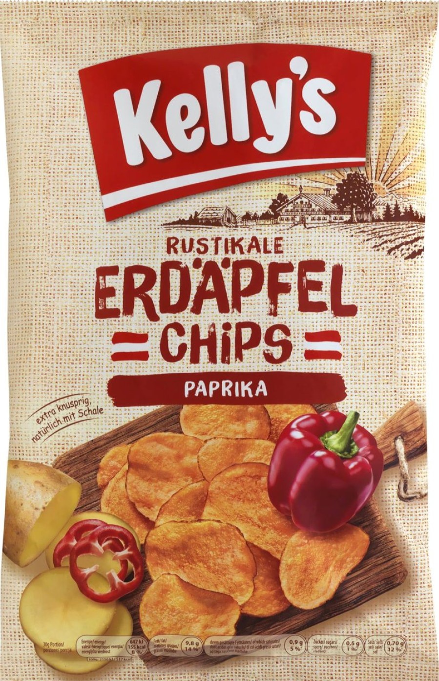 Kelly's Patatine | Chips Rustiche - Paprika, 100 G
