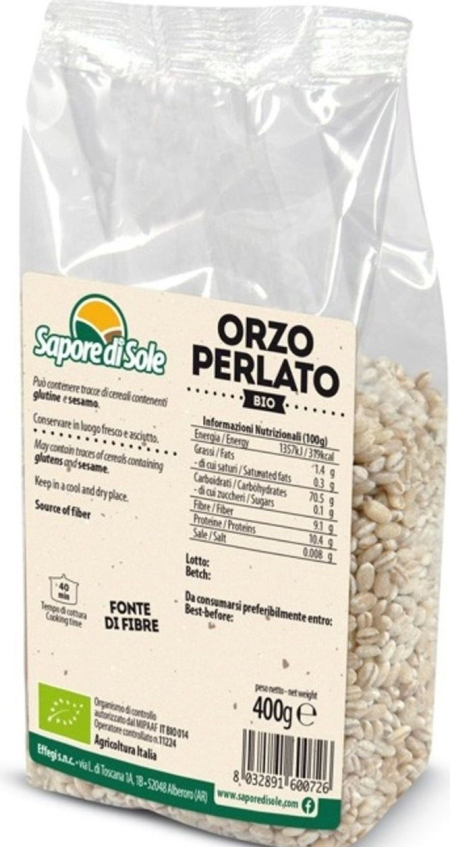 Sapore di Sole Bulgur Quinoa E Altro | Orzo Perlato Bio, 400 G