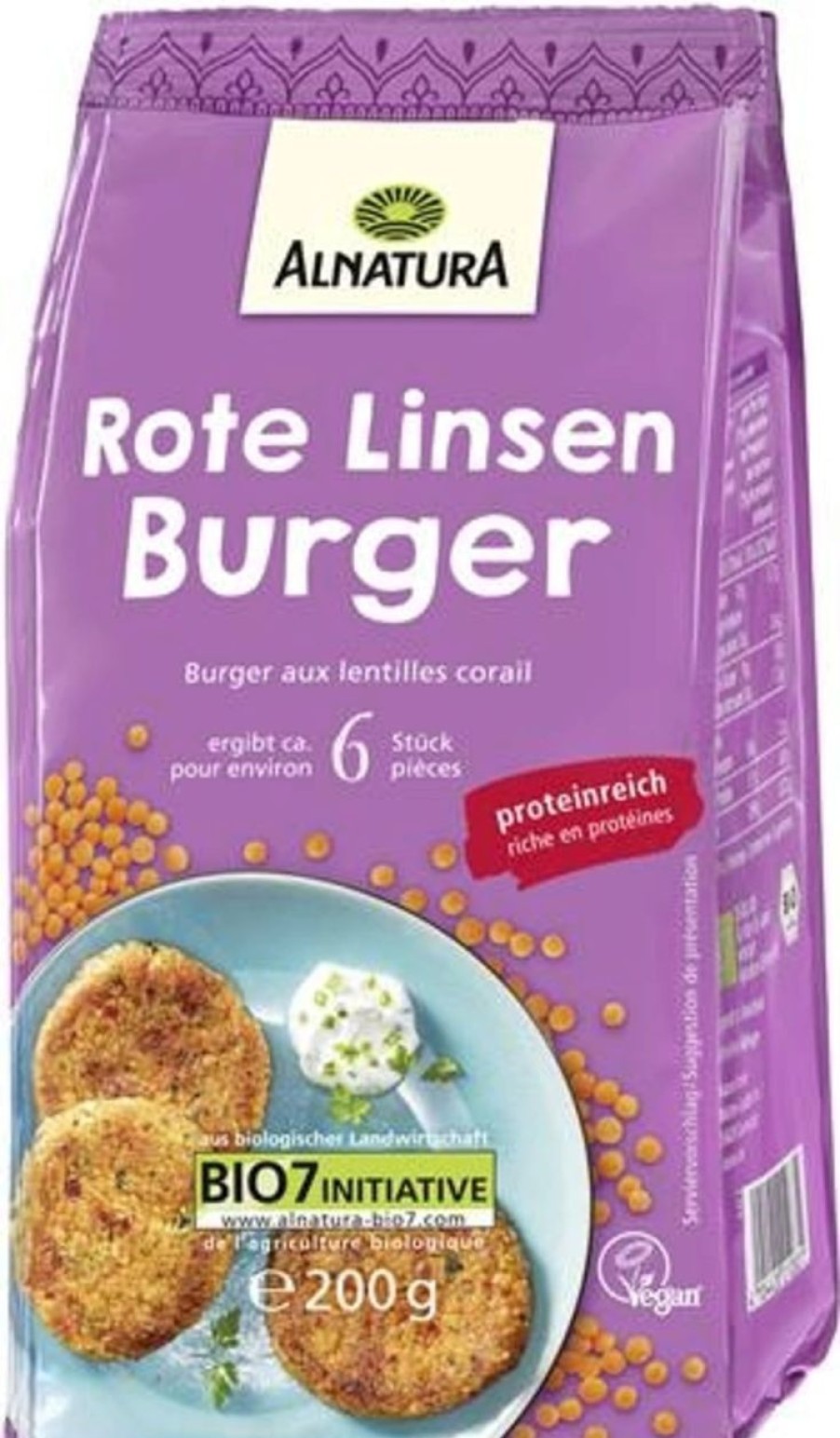 Alnatura Piatti Pronti | Hamburger Di Lenticchie Rosse Bio, 200 G