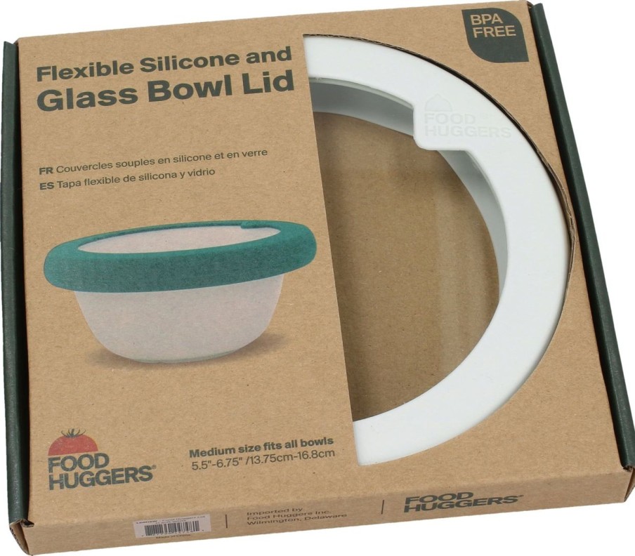 Food Huggers Contenitori E Barattoli | Coperchio In Vetro E Silicone - Medium, White