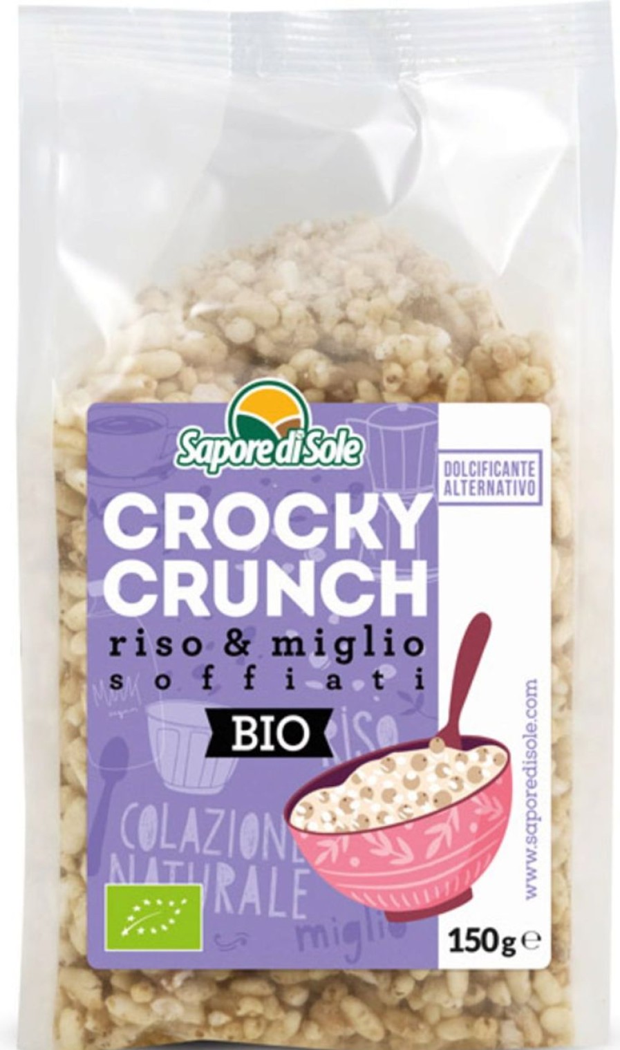 Sapore di Sole Muesli E Cereali | Crocky Crunch Bio - Riso E Miglio Soffiato, 150 G