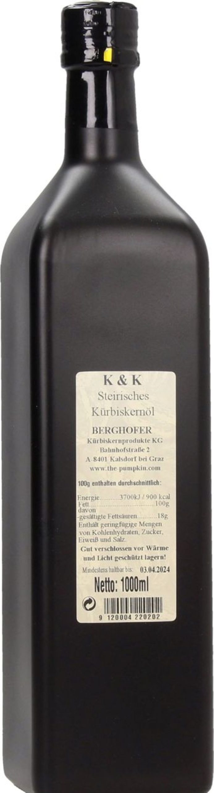 Berghofer Farmery Olio Di Semi Di Zucca | Olio Di Semi Di Zucca Stiriano, 1.000 Ml