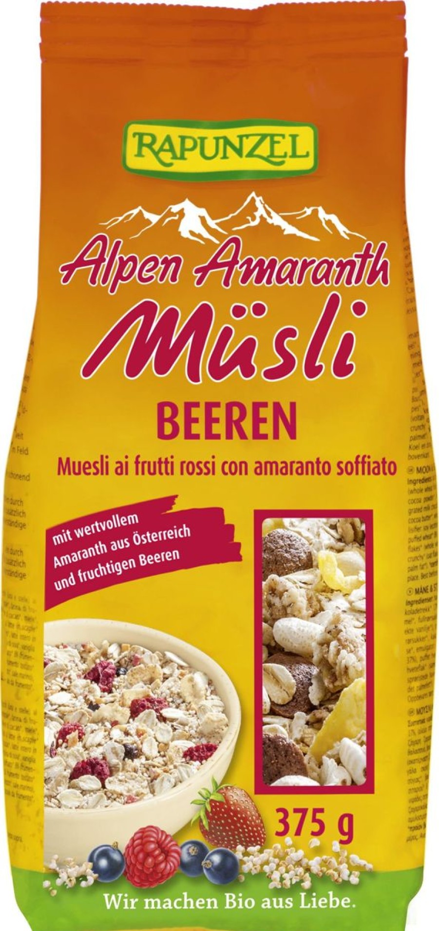 Rapunzel Muesli E Cereali | Muesli Di Amaranto Alpino Bio - Frutti Di Bosco, 375 G