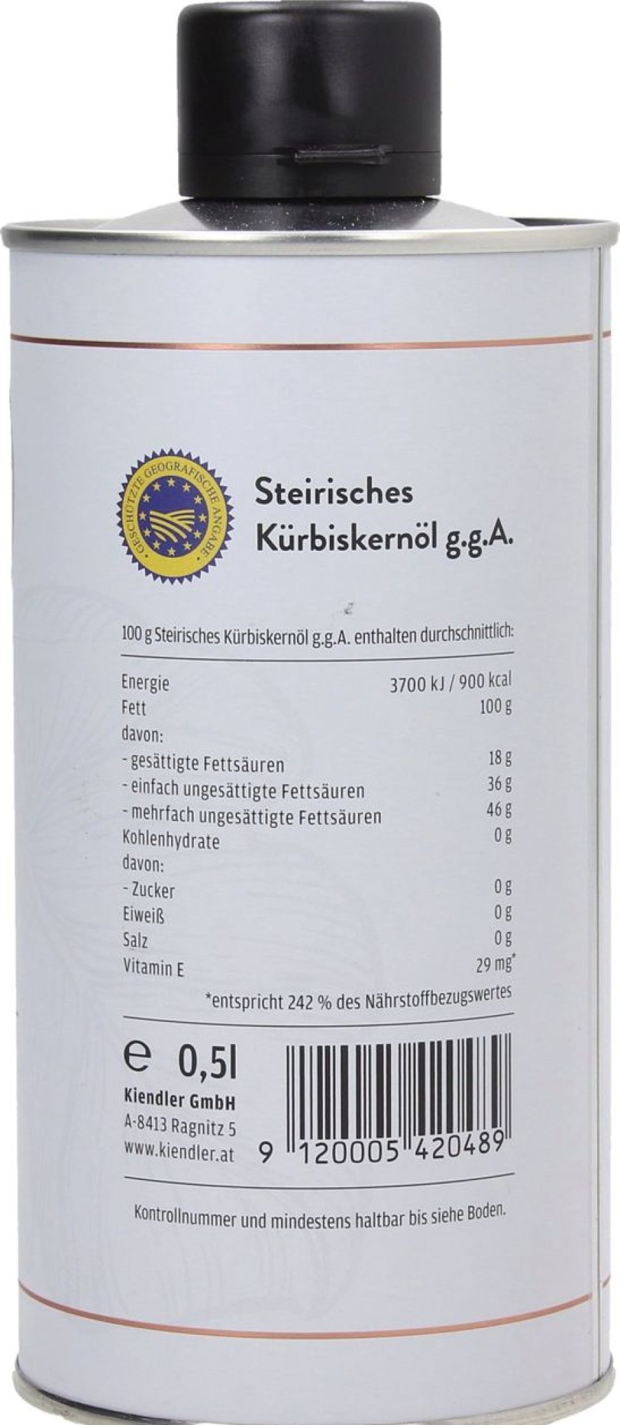 Kiendler Olio Di Semi Di Zucca | Olio Di Semi Di Zucca Stiriano Igp, 500 Ml