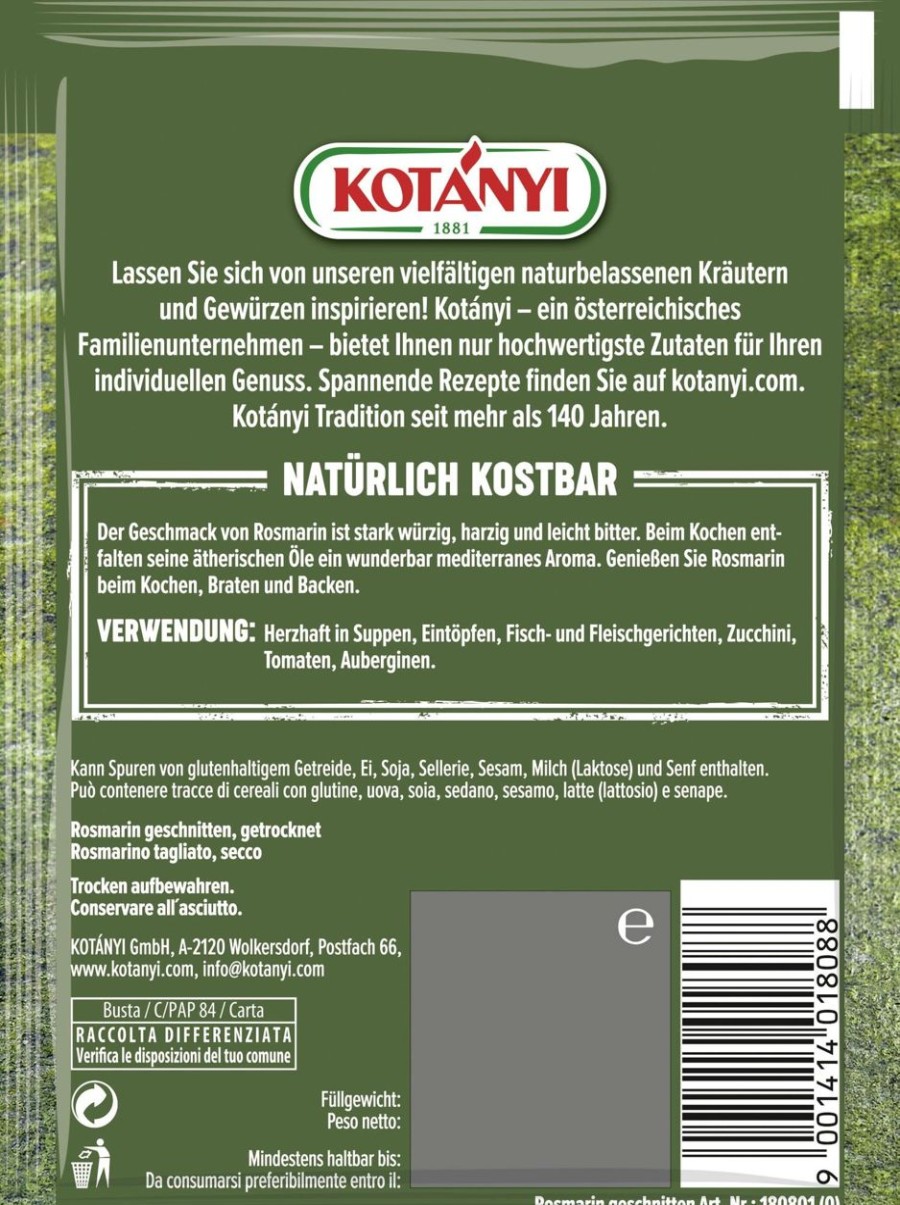 KOTÁNYI Erbe Singole | Rosmarino Sminuzzato Grosso, 25 G
