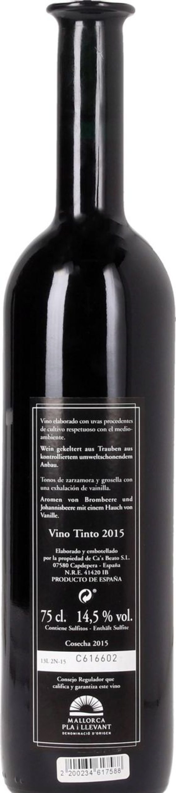 CA'S BEATO Bevande Alcoliche | Vino Tinto Bodega Ca'S Beato 2015, 750 Ml