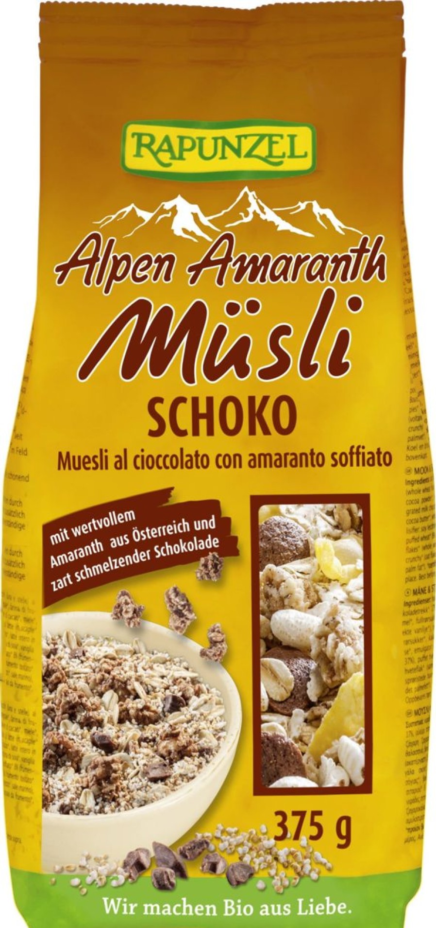 Rapunzel Muesli E Cereali | Muesli Di Amaranto Alpino Bio - Cioccolato, 375 G