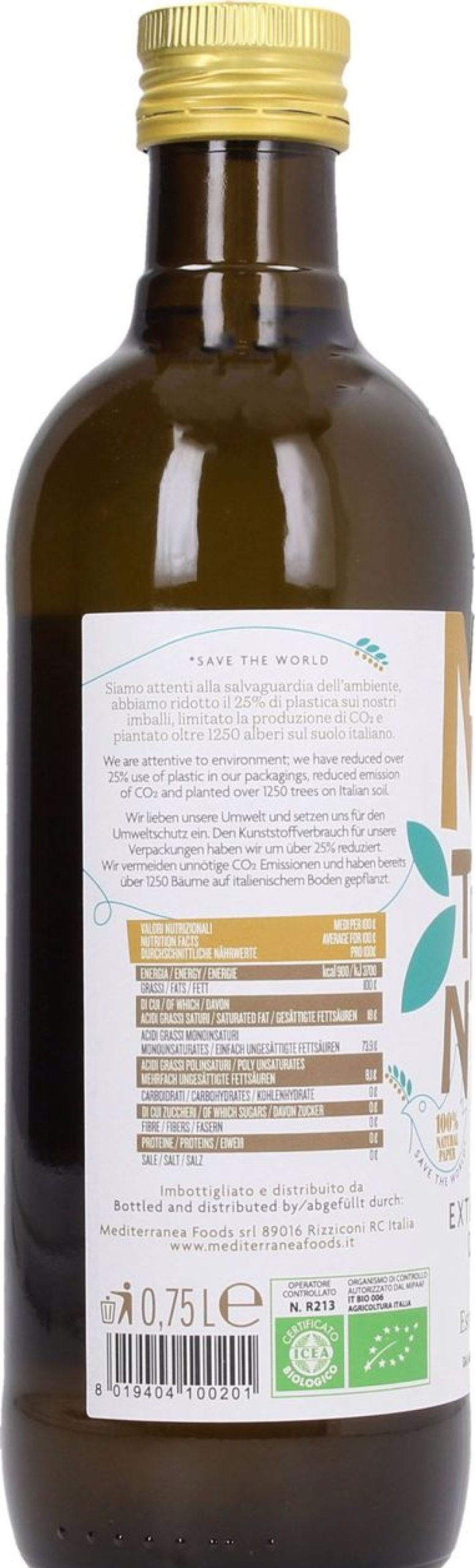 Ölmühle Solling Olio D'Oliva | Olio Extravergine Di Oliva Biologico "Mediterraneo", 750 Ml