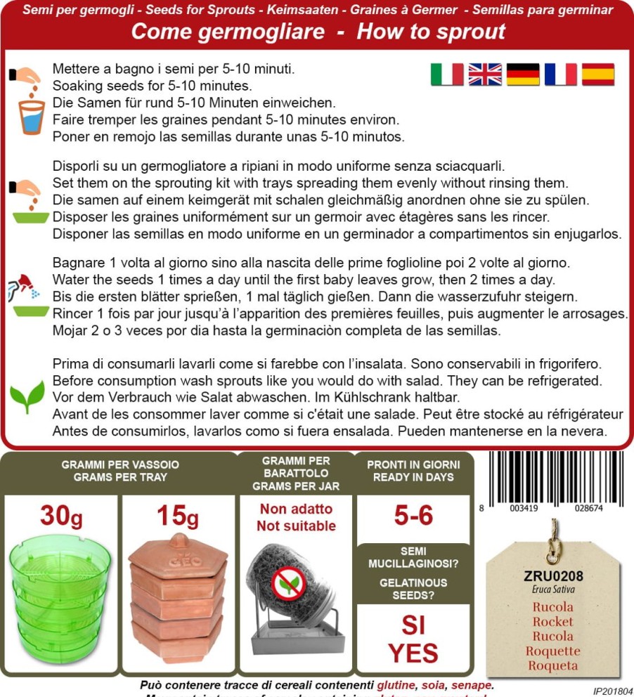 Bavicchi Germogli | Semi Per Germogli Di Rucola Bio, 30 G
