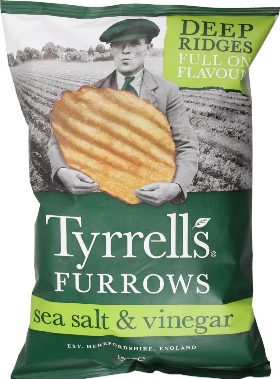 Tyrrells Patatine | Chips Furrows Sea Salt & Vinegar, 150 G