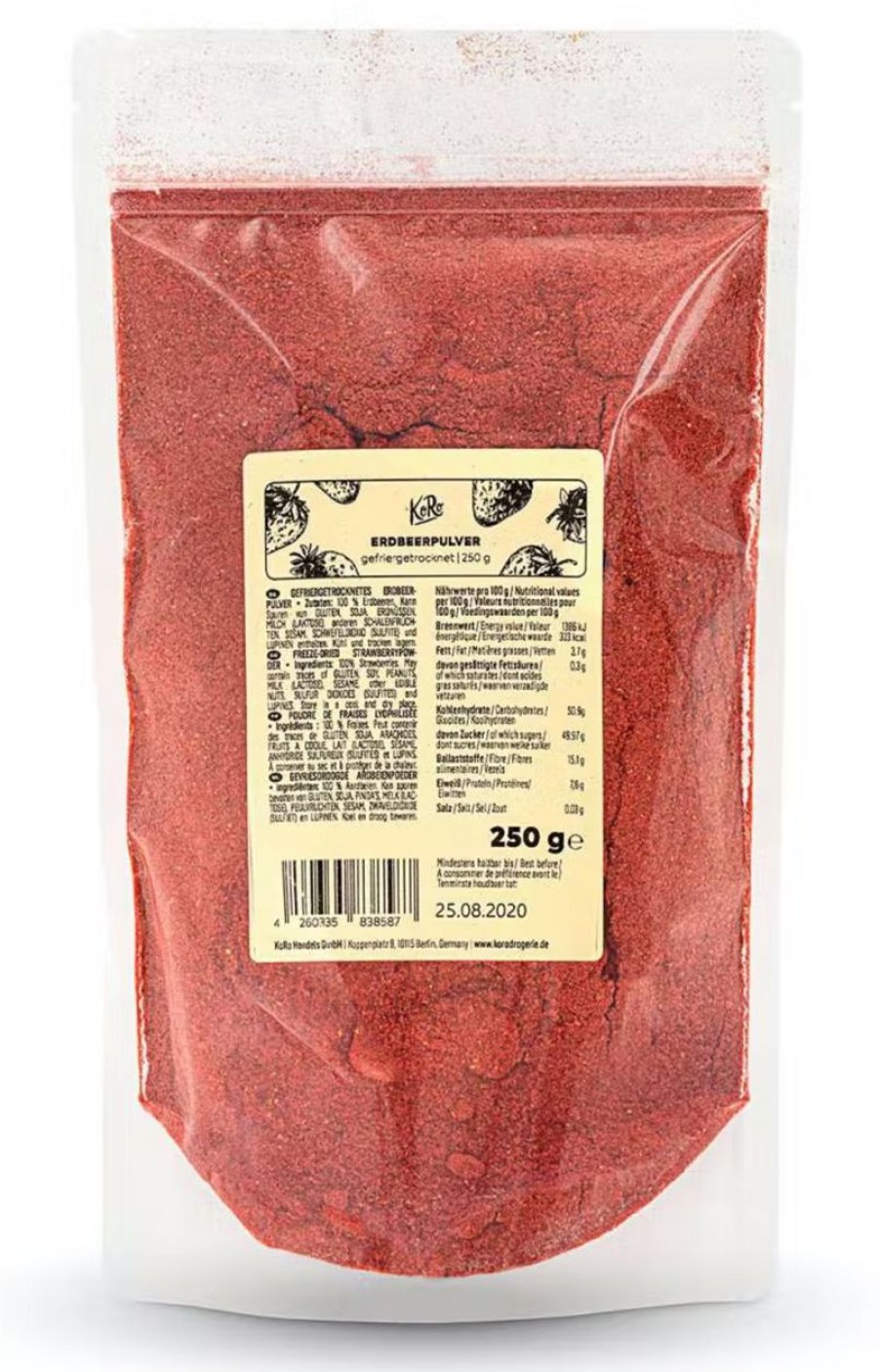 KoRo Frutta In Polvere | Fragole Liofilizzate In Polvere, 250 G