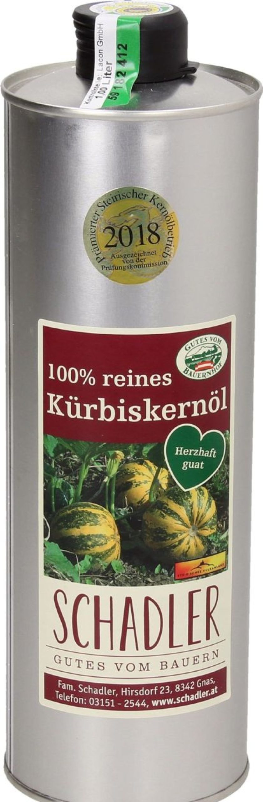 Schadler Olio Di Semi Di Zucca | Olio Di Semi Di Zucca Igp - Bottiglia Di Latta, 1 L