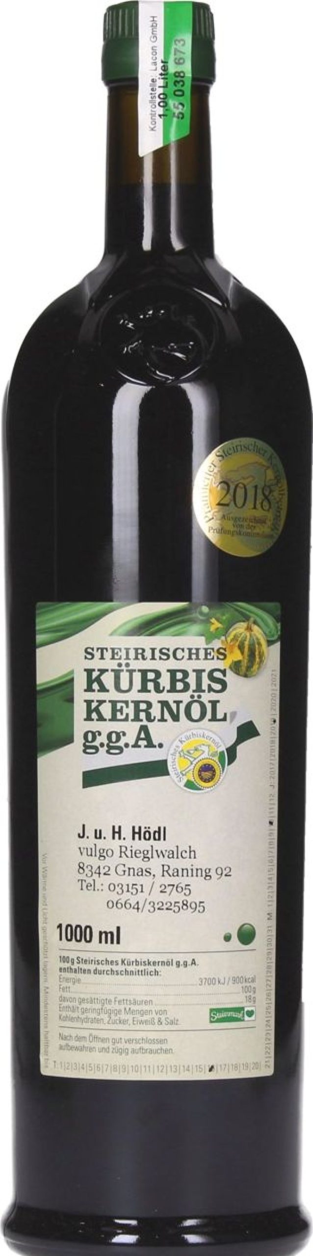 Josef & Hedwig Hödl Olio Di Semi Di Zucca | Olio Di Semi Di Zucca Stiriano Igp, 1000 Ml