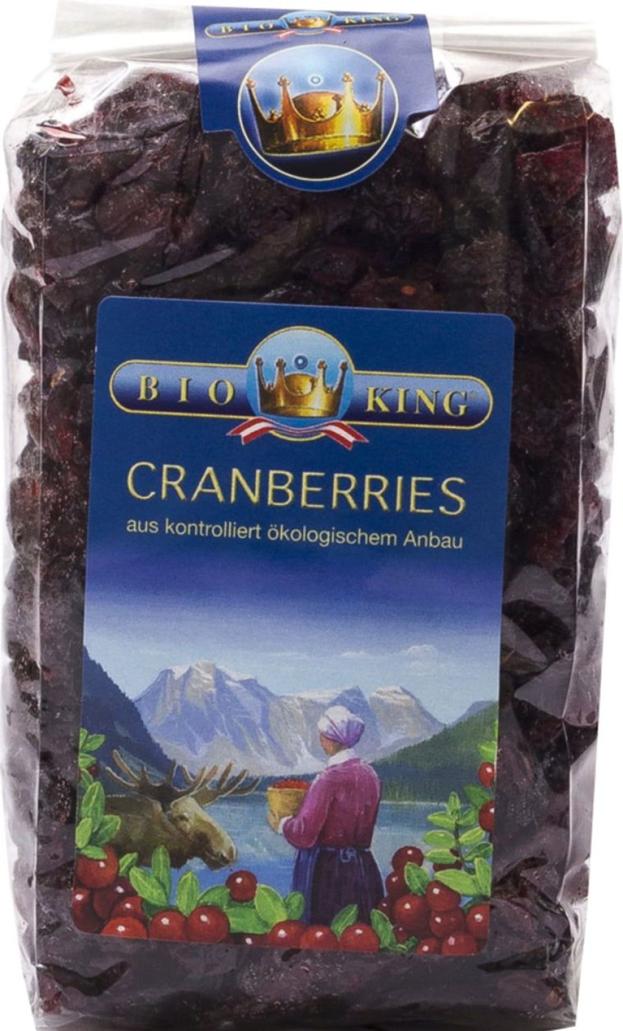 BioKing Frutta Secca Ed Essiccata | Mirtilli Rossi Americani Essiccati Bio, 250 G