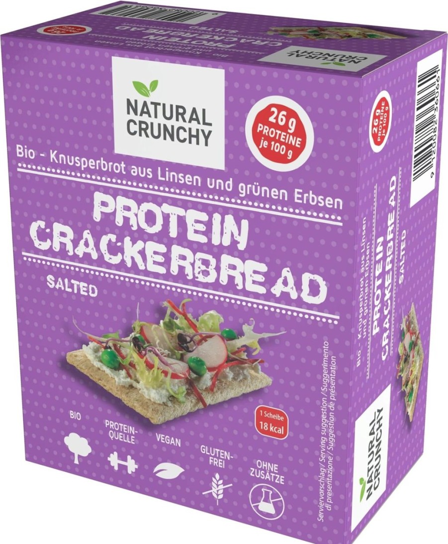NATURAL CRUNCHY Pane E Prodotti Da Forno | Organic Protein Crackerbread - Salted, 100 G