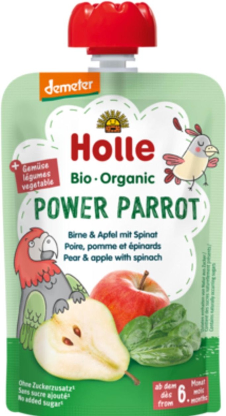 Holle Alimenti Per Bambini E Neonati | Power Parrot - Pouchy Pera, Mela E Spinaci, 100 G
