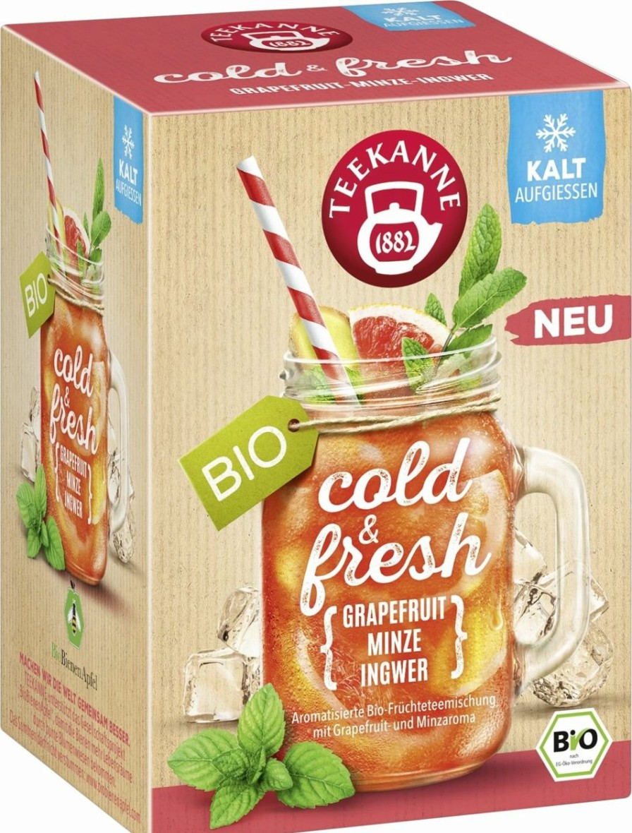 TEEKANNE Te E Tisane | Cold & Fresh Bio - Pompelmo, Menta E Zenzero, 15 Bustine A Doppia Camera (41,25 G)