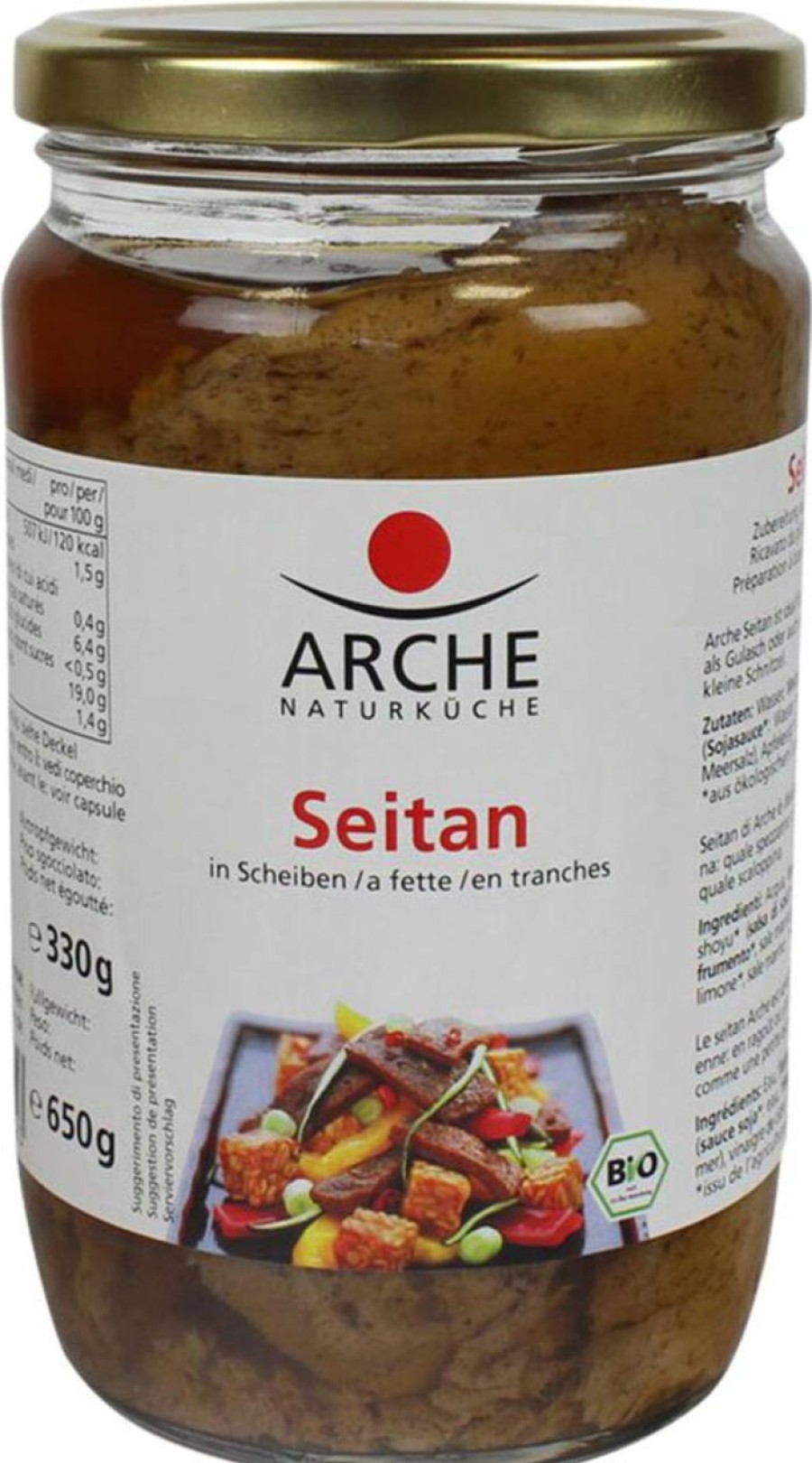 Arche Naturküche Sostituti Della Carne | Seitan Bio A Fette, 650 G