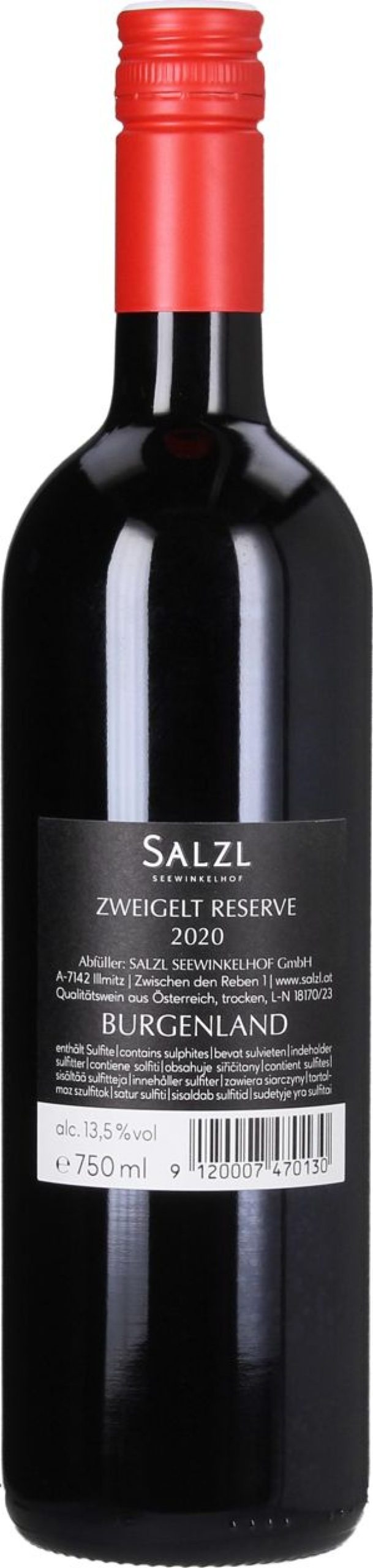 Salzl Seewinkelhof Bevande Alcoliche | Zweigelt Reserve 2020, 0,75 L