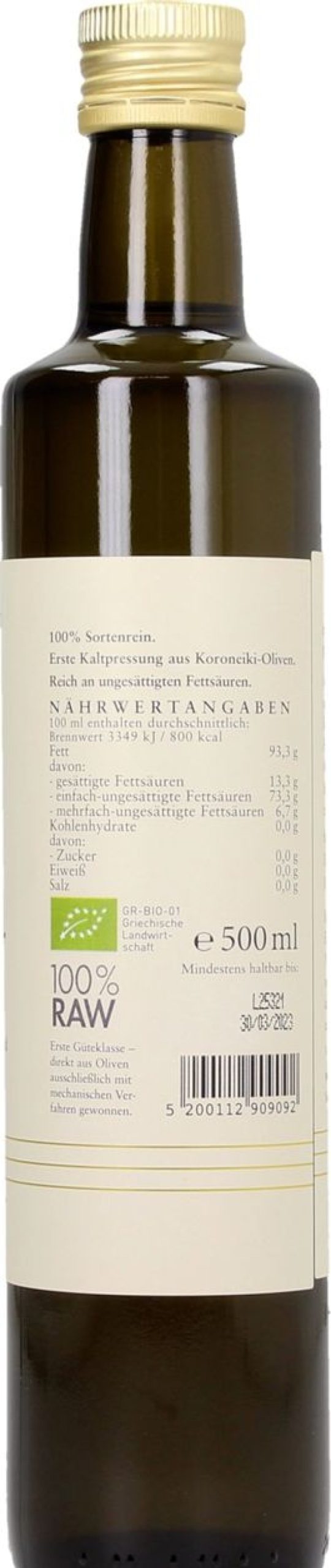 Vita Verde Olio D'Oliva | Olio Extra Vergine D'Oliva Greco Koroneiki, 500 Ml