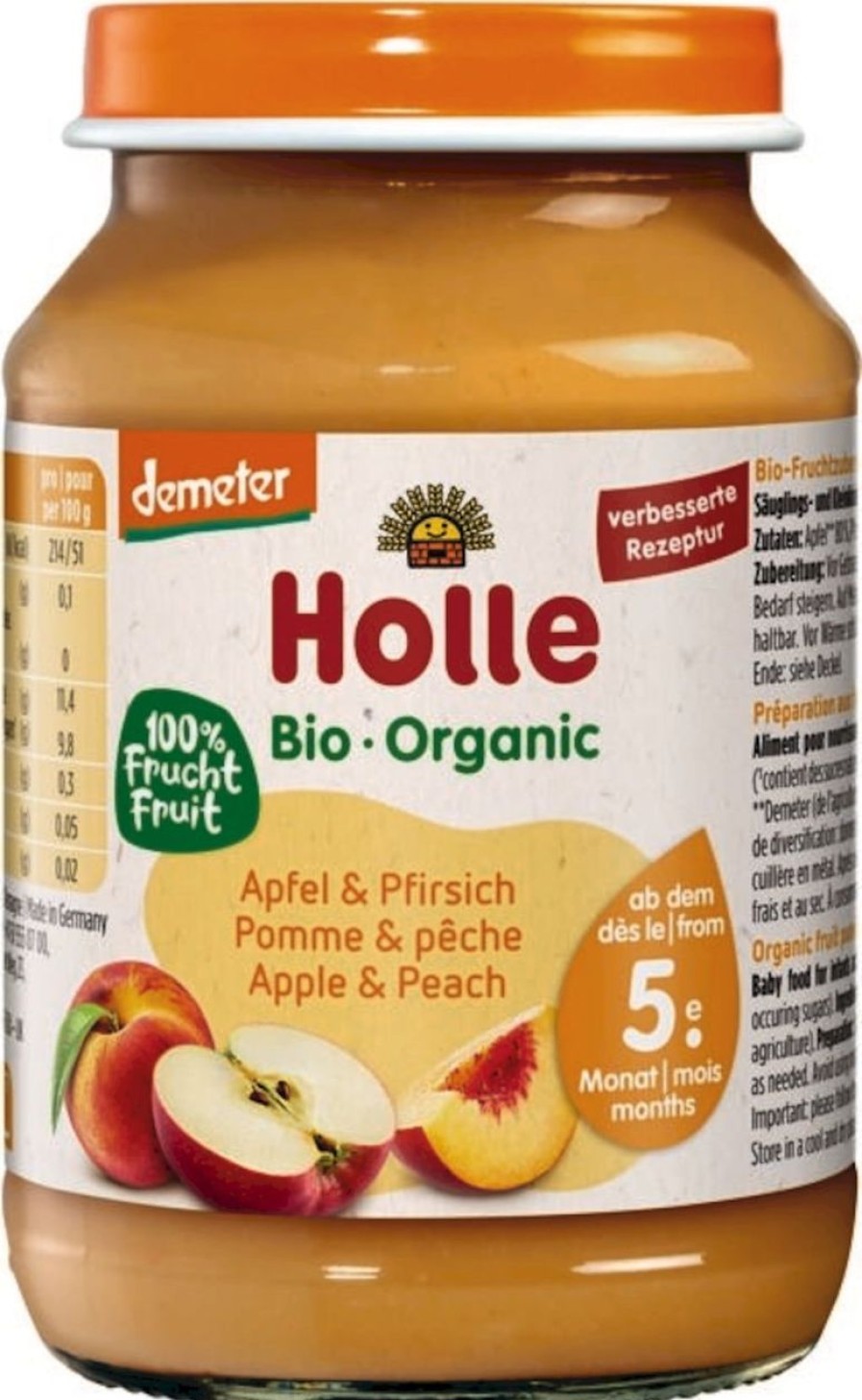 Holle Alimenti Per Bambini E Neonati | Omogeneizzato Bio - Mela E Pesca, 190 G