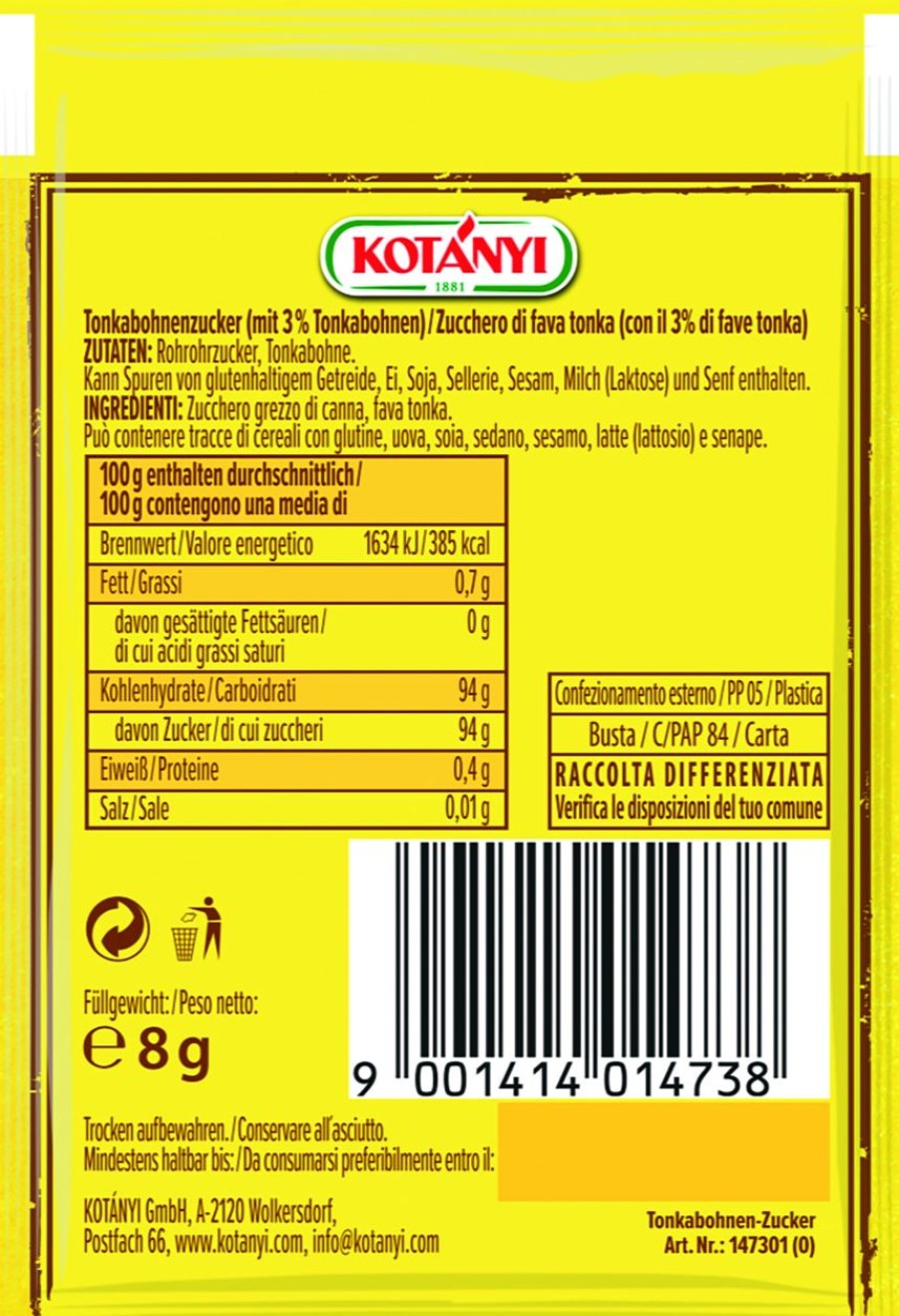 KOTÁNYI Zucchero | Zucchero Alla Fava Tonka - 3 Bustine, 3 X 8 G (24 G)