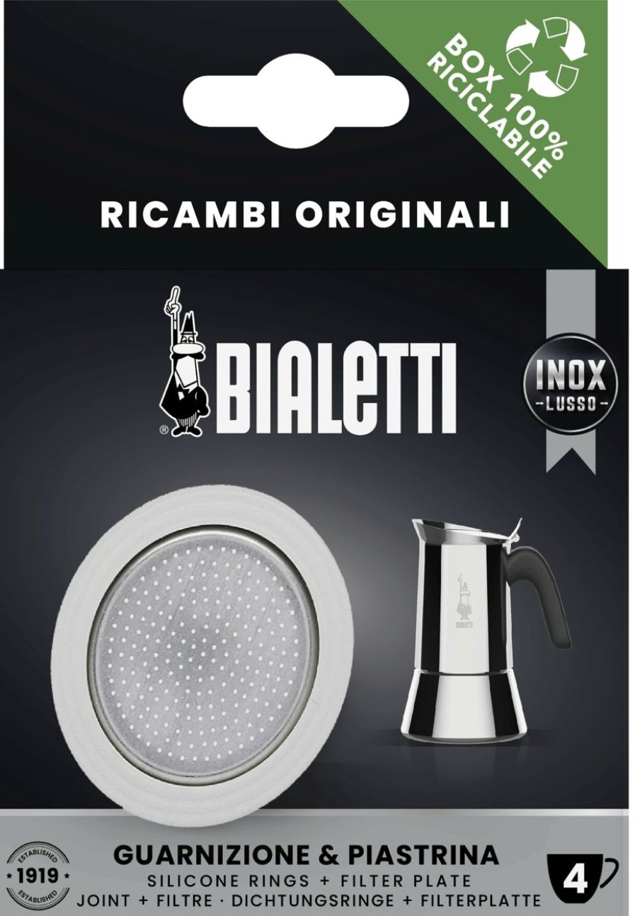 Bialetti Mise En Place | Set Con Guarnizione E Filtro, Per 3-4 Tazze, Alluminio/Per Moka Brikka Da 2 Tazze