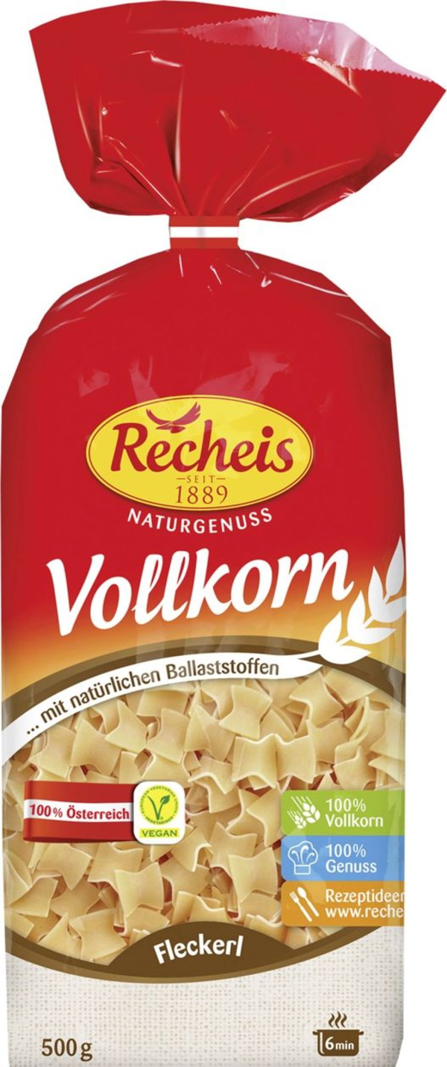 Recheis Pasta | Pasta Integrale - Quadratini, 500 G