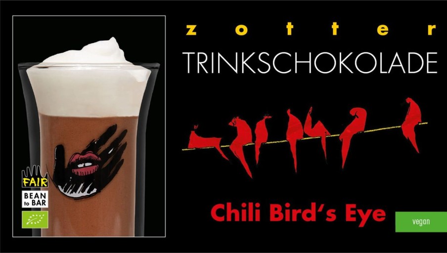 Zotter Schokolade Cacao E Cioccolata | Organic Drinking Chocolate Chilli Bird´S Eye, 110 G