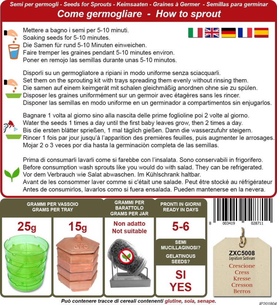 Bavicchi Germogli | Semi Per Germogli Di Crescione Bio, 35 G