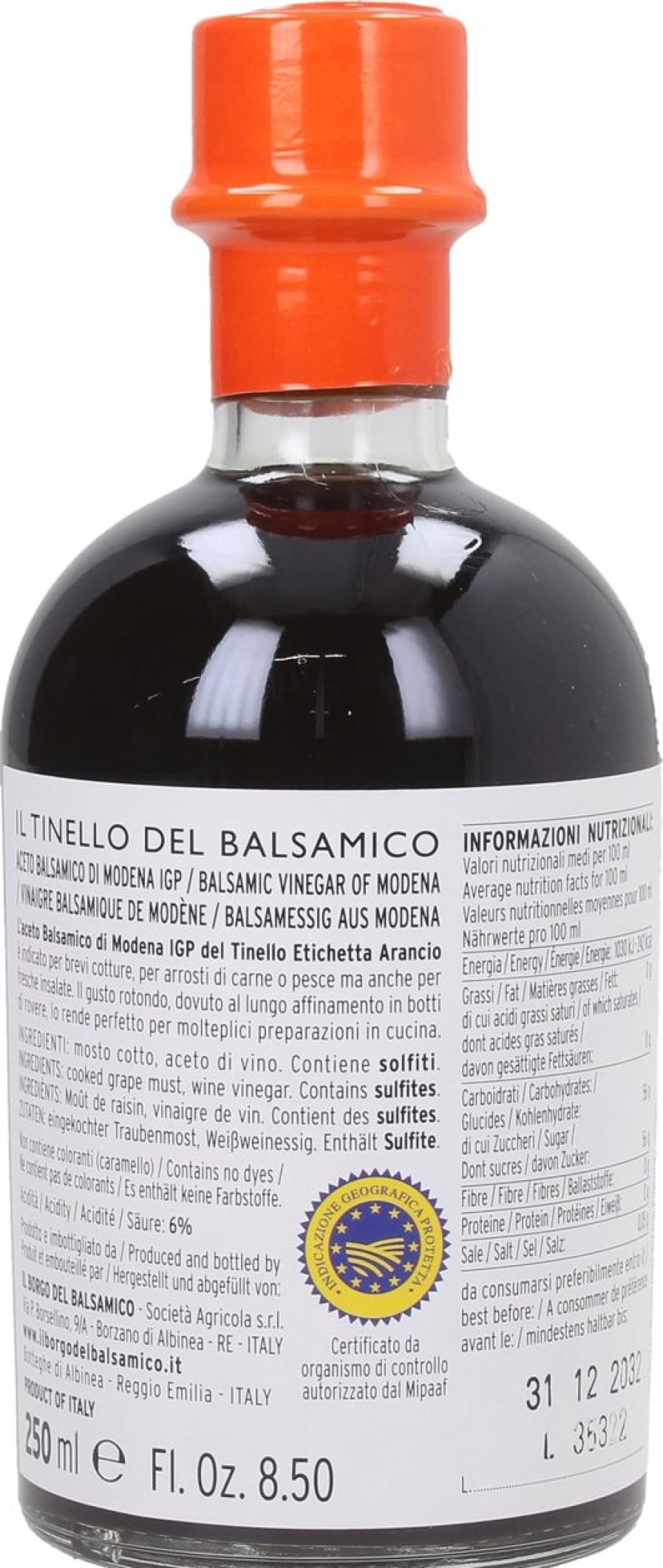Il Borgo del Balsamico Aceto Balsamico | Aceto Balsamico Di Modena Igp, 250 Ml