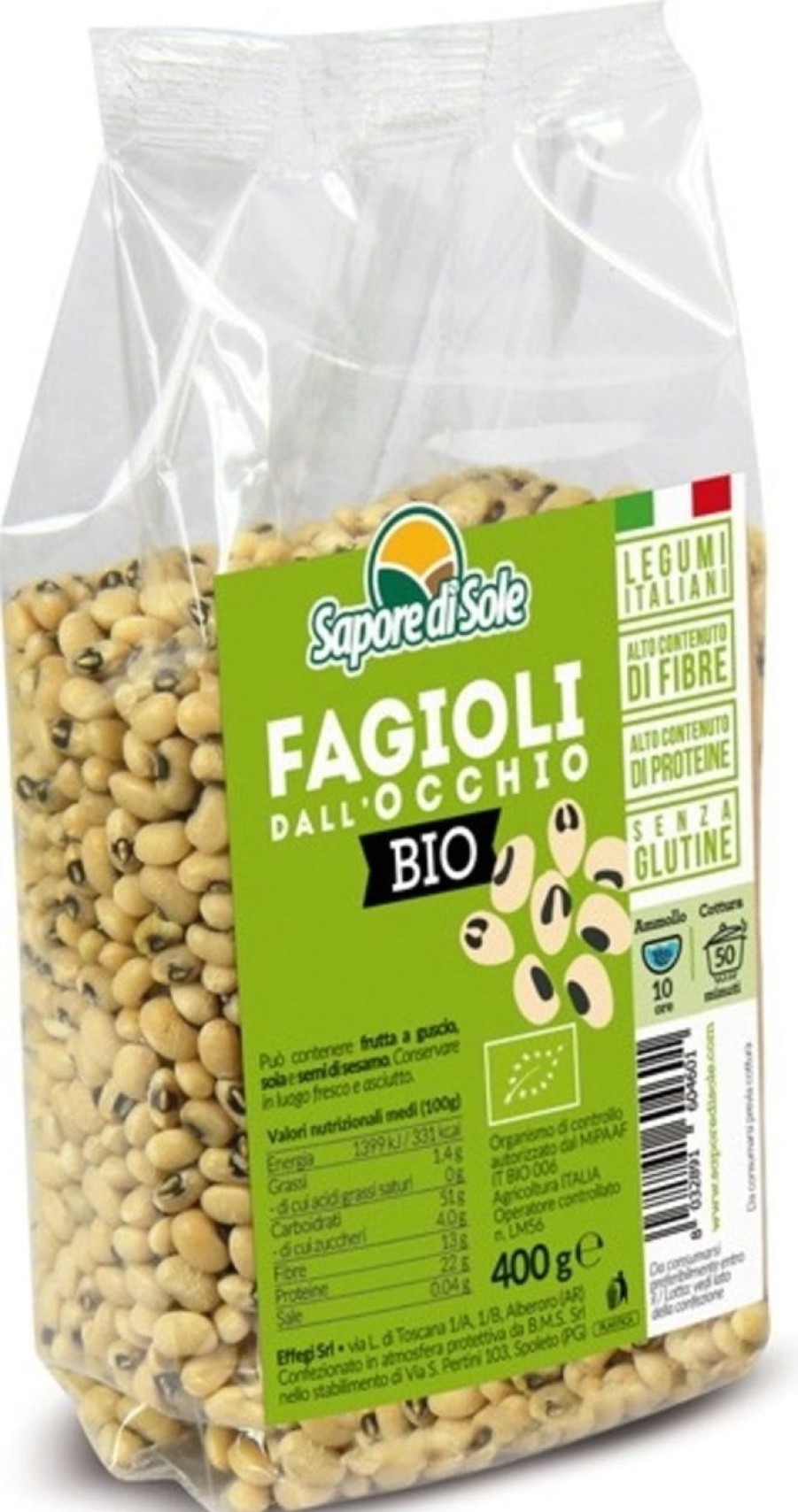 Sapore di Sole Legumi | Fagioli Dall'Occhio Bio, 400 G
