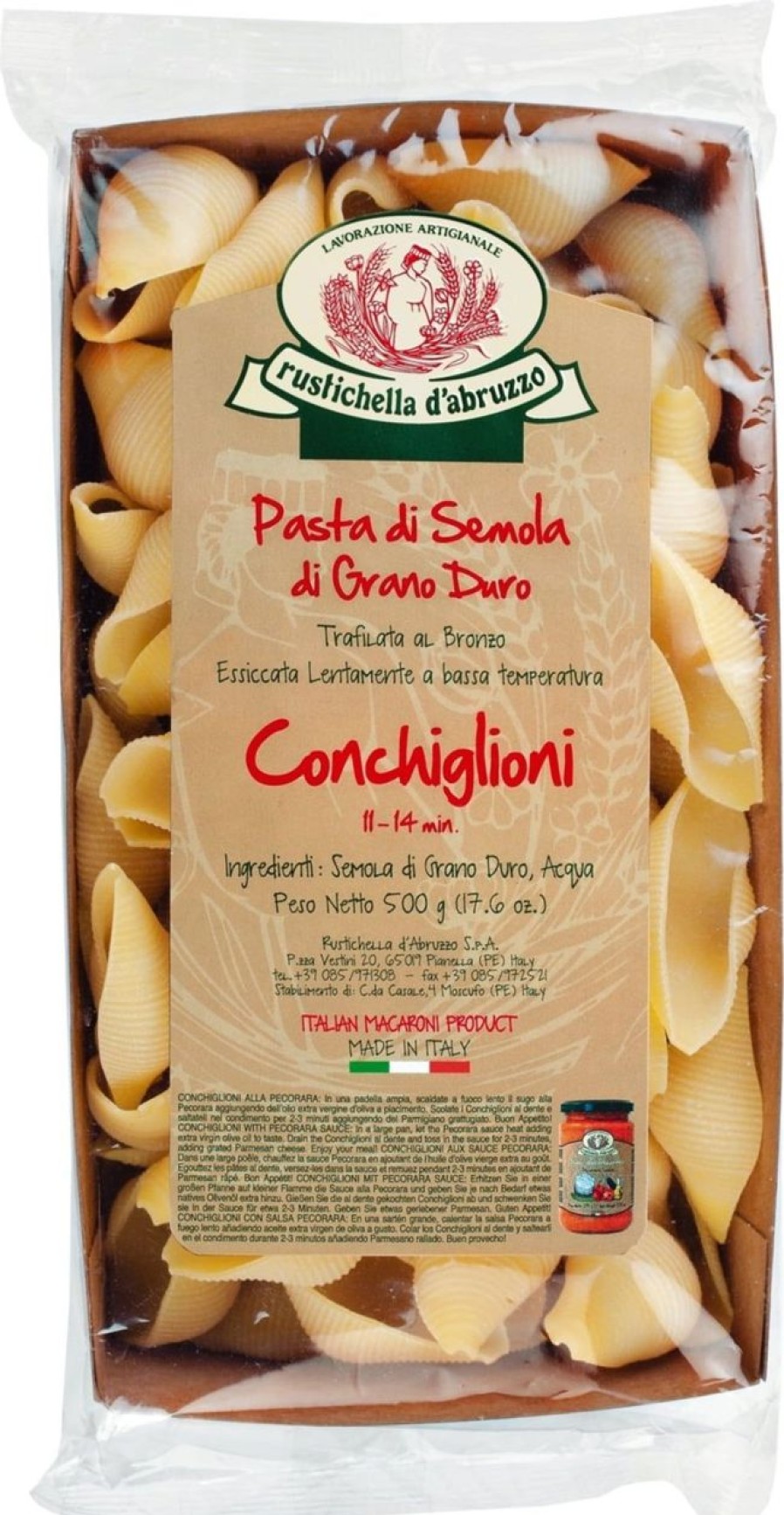 Rustichella d'Abruzzo Pasta | Conchiglioni, Classici (500 G)