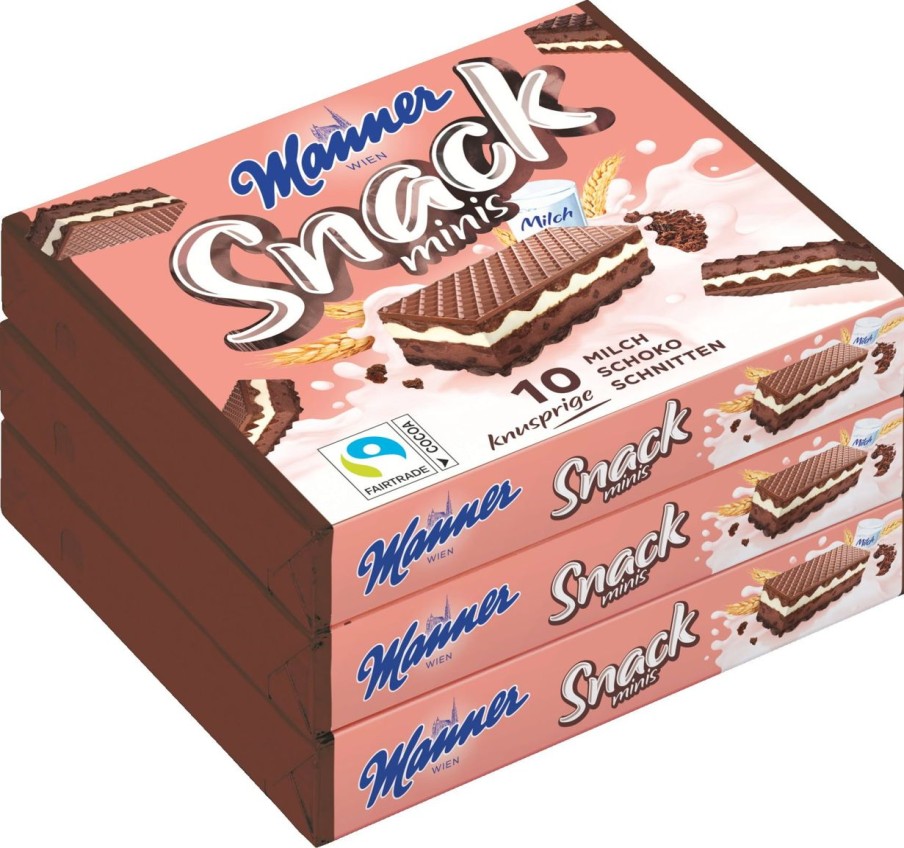 Manner Torte E Biscotti | Snack Minis Cioccolato - Pacchetto, 3 Pezzi (225 G)