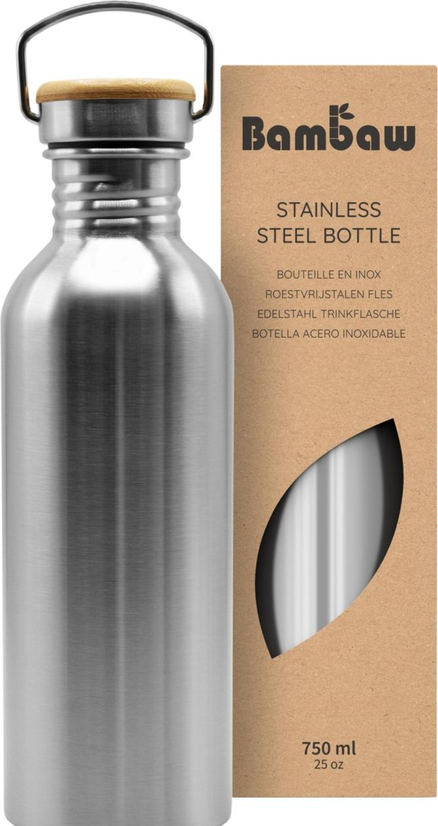 Bambaw In Viaggio | Borraccia In Acciaio Inossidabile, 750 Ml, Natural Steel