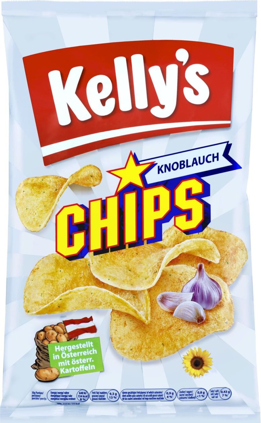 Kelly's Patatine | Chips Garlic, 150 G
