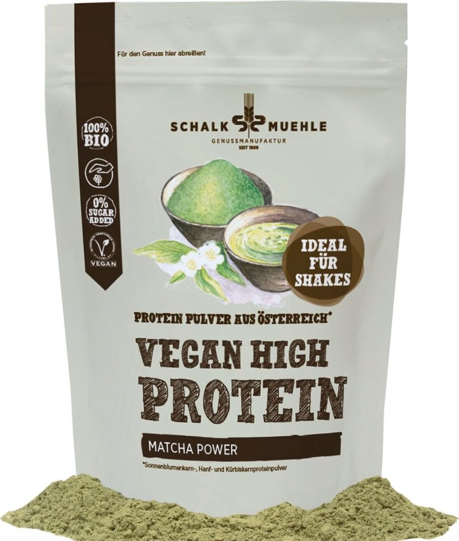 Schalk Mühle Shake Proteici | Proteine In Polvere Bio - Mix Con Matcha Ed Erba D'Orzo, 200 G