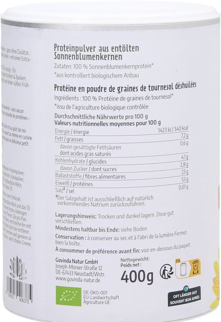 Govinda Shake Proteici | Proteine Di Semi Di Girasole Bio - Polvere, 400 G